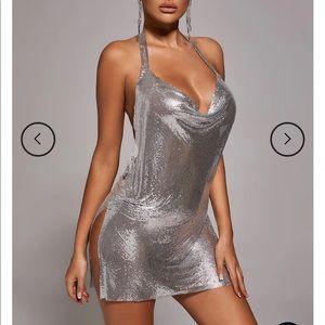 Brett Diamante Mesh Mini Dress